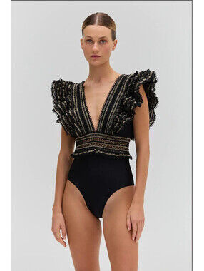 PatBO Hannah Fringe Bodysuit, Large, $695 NWT 2622